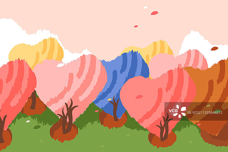 公益献爱心传递爱情感表达自然风景秋季情侣家人亲子出游矢量插画图片素材