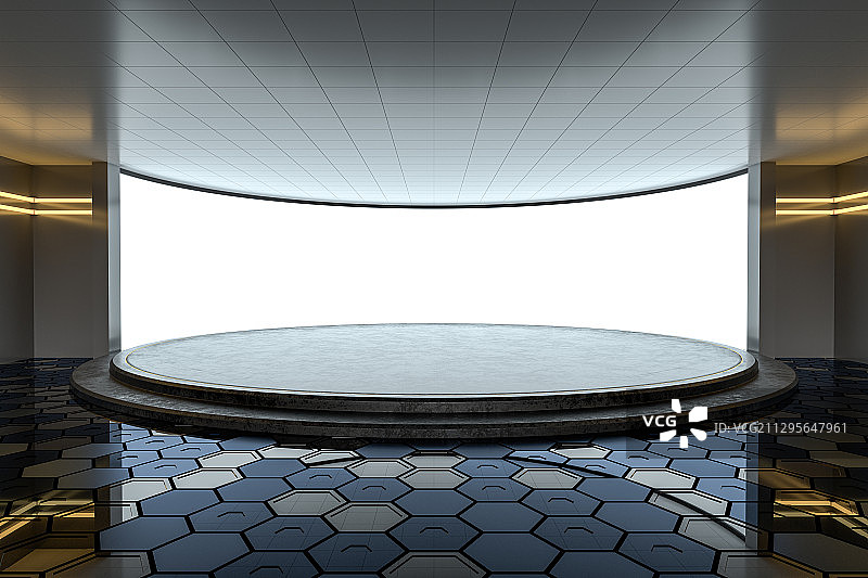 室内的圆形展台 3D渲染图片素材