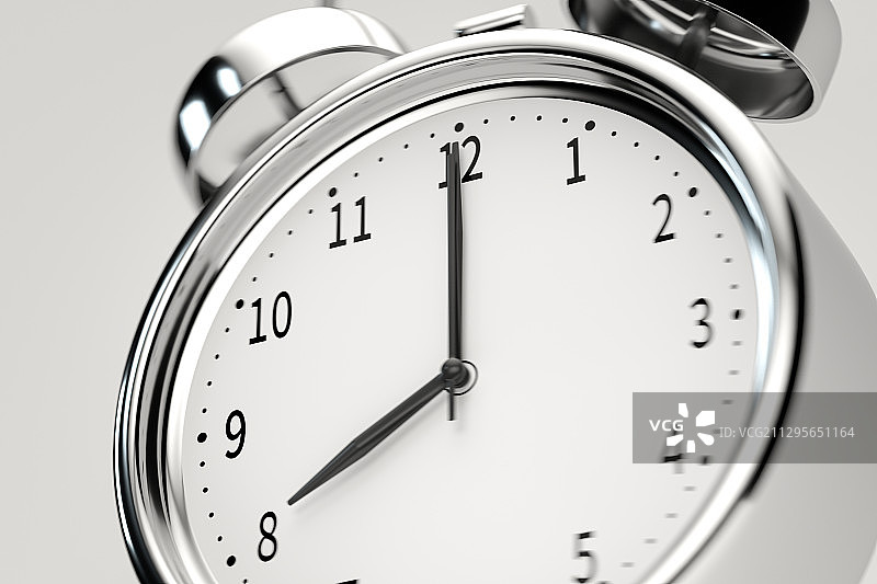 经典闹钟与白色背景 3D渲染图片素材