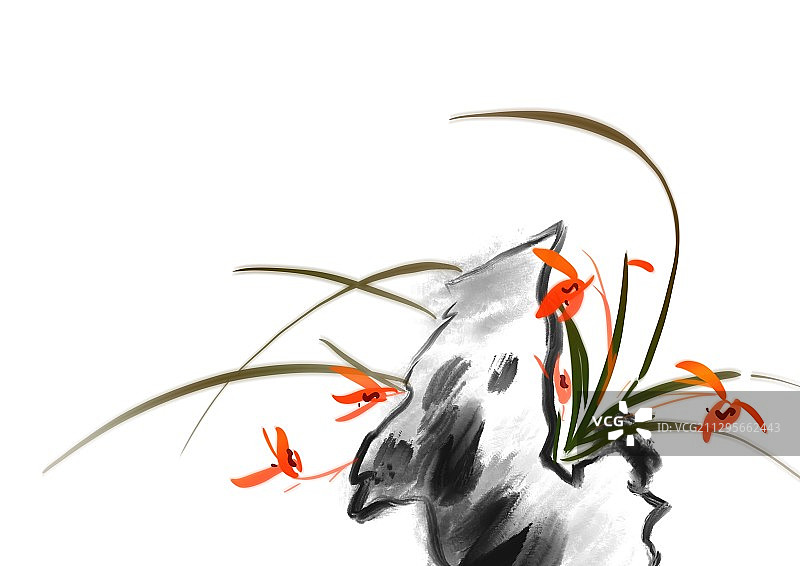 秋天的颜色中国文化水墨兰花图片素材