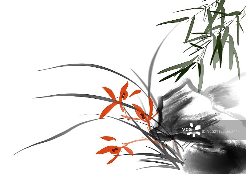 秋天的颜色中国文化水墨兰花图片素材