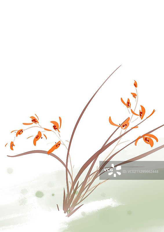 秋天的颜色中国文化水墨兰花图片素材