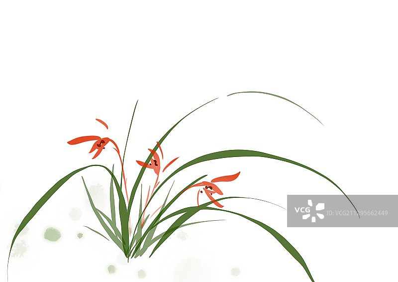 秋天的颜色中国文化水墨兰花图片素材