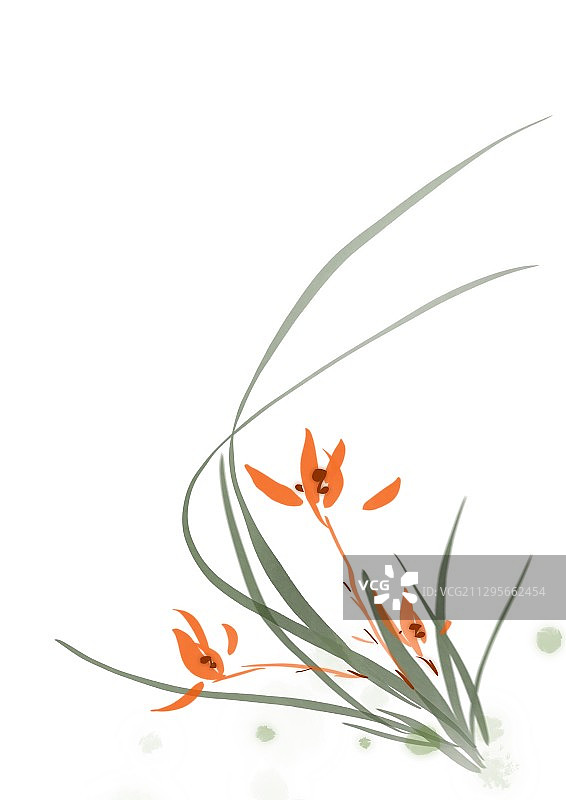 秋天的颜色中国文化水墨兰花图片素材