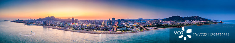 青岛崂山区全景晚霞图片素材