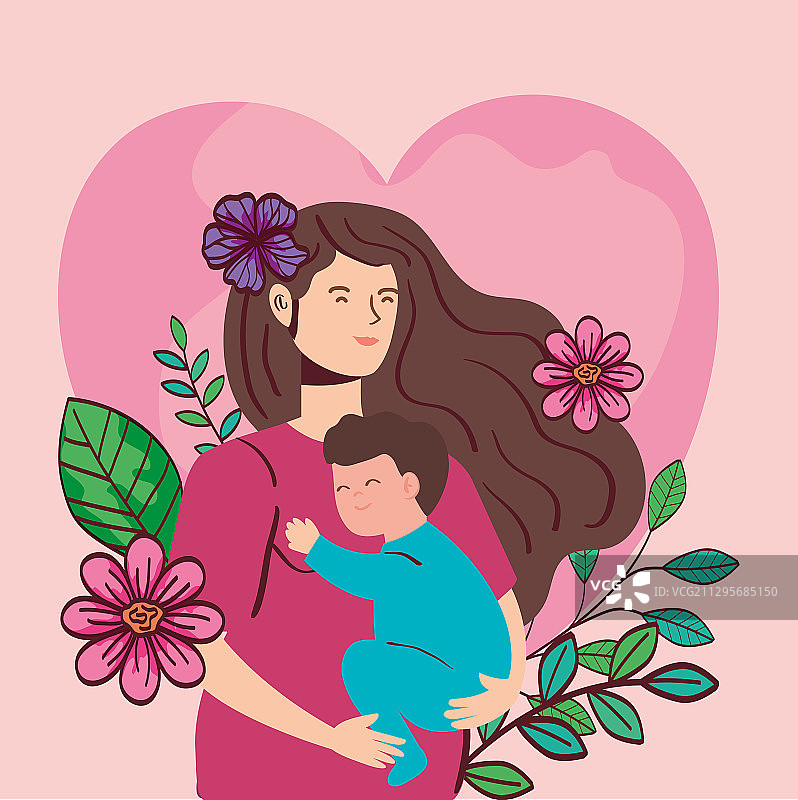 怀抱鲜花的孕妇图片素材