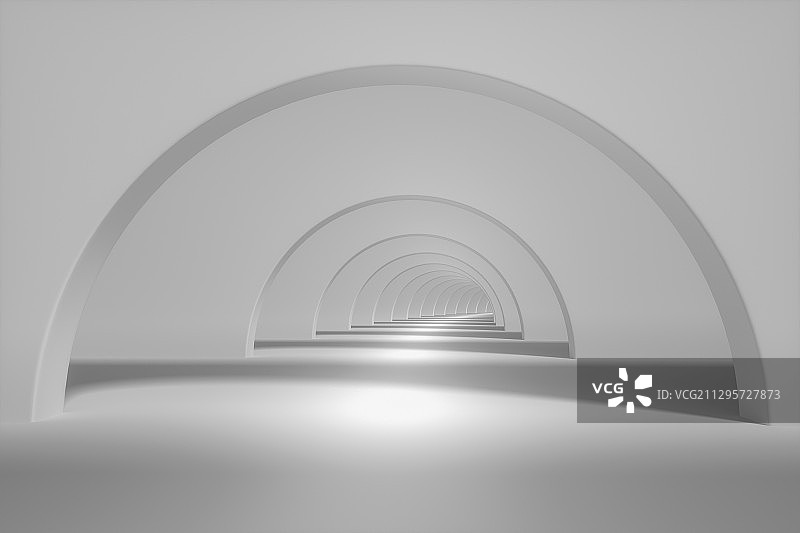 白色圆形隧道 3D渲染图片素材