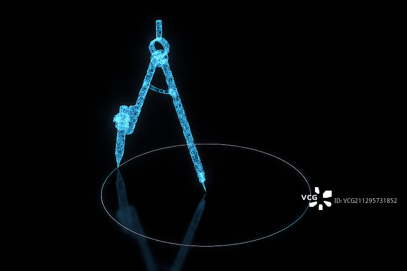 科技感线条圆规 3D渲染图片素材