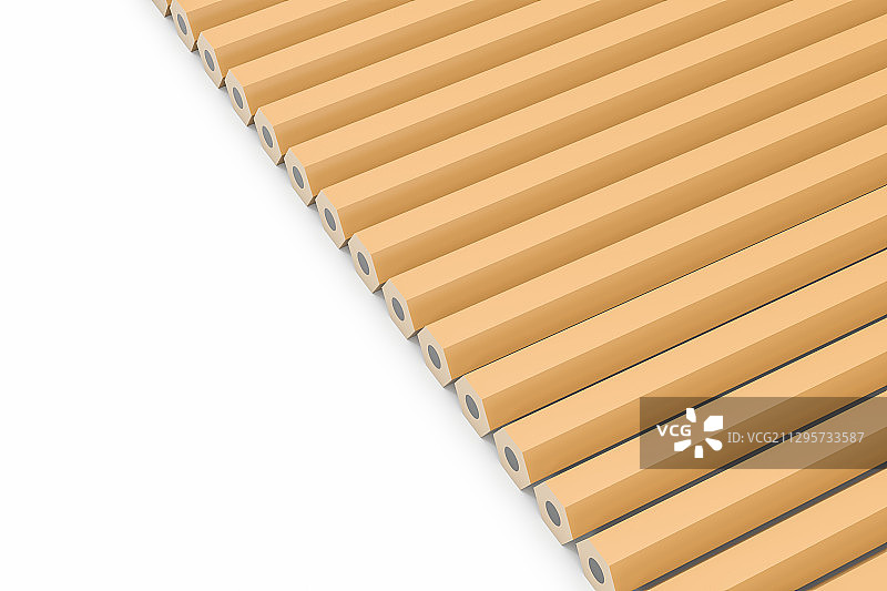 排列整齐的铅笔与白色背景 3D渲染图片素材