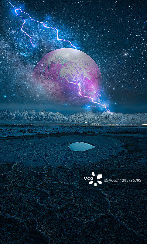 蓝色银河外星星图片素材