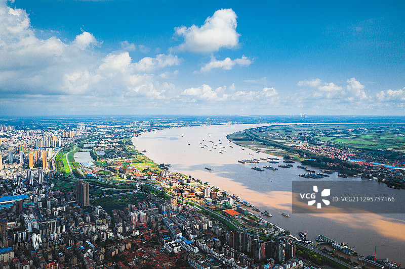 荆州长江航拍图片素材