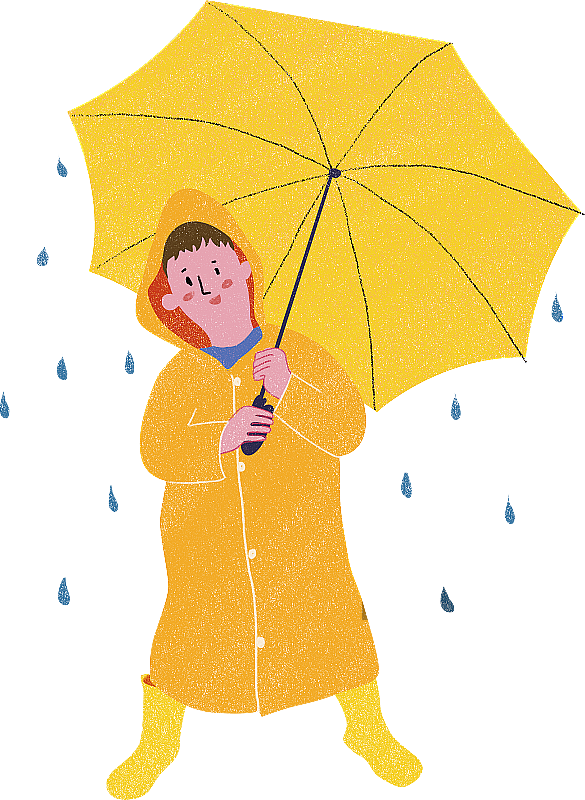 拿雨伞的男孩图片素材