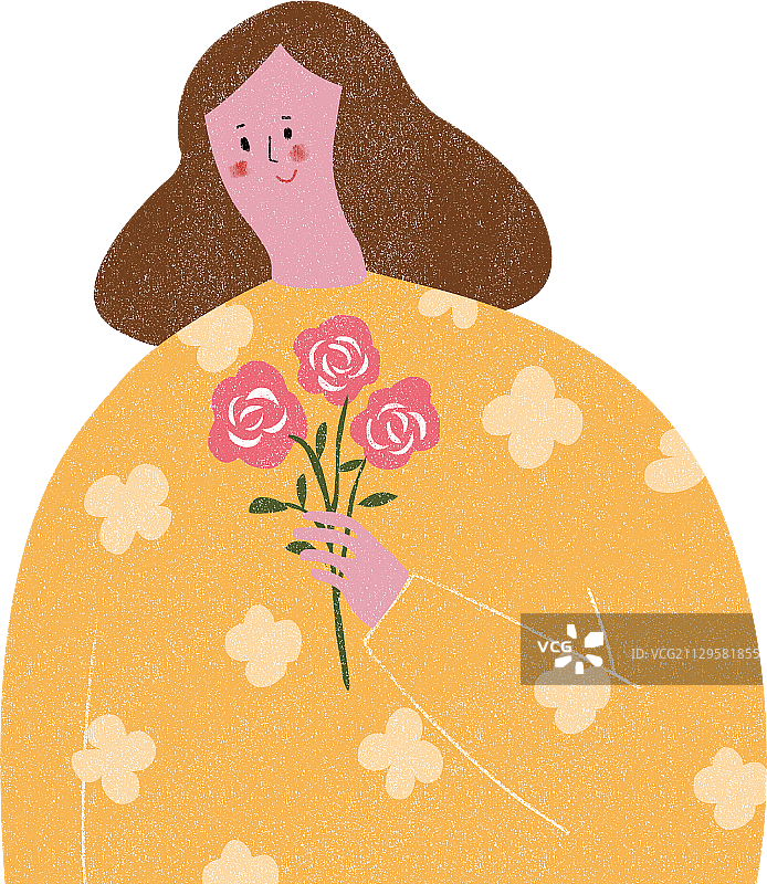 拿着的花的女人图片素材