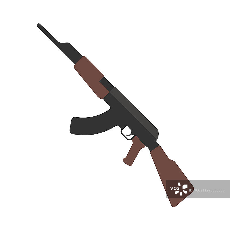 白色背景上的卡拉什尼科夫突击步枪EPS图片素材