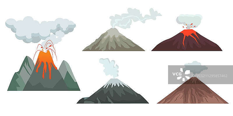 火山、山脉、丘陵和岩石自然景观图片素材