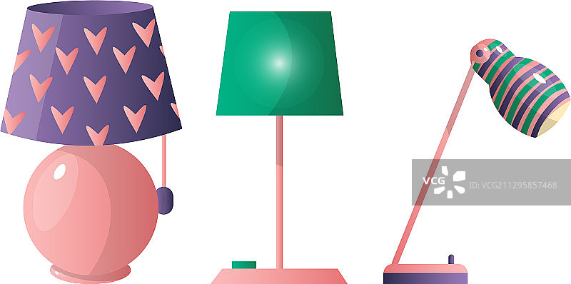 不同形状台灯套装图片素材