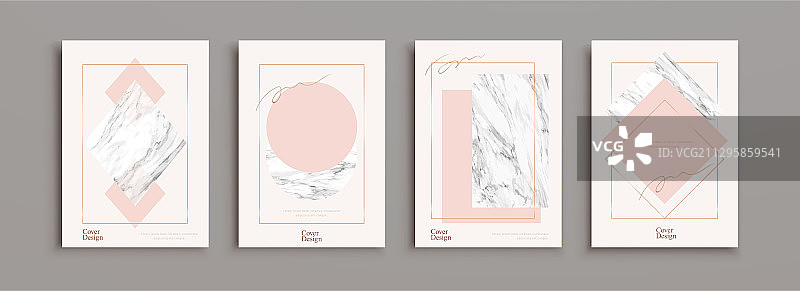 轻奢风大理石纹与几何元素传单设计组图片素材