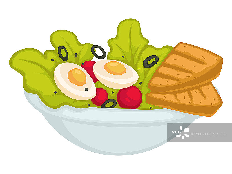 沙拉、橄榄蛋和吐司图片素材