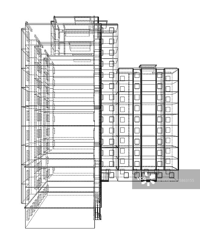 多层建筑的线框模型图片素材