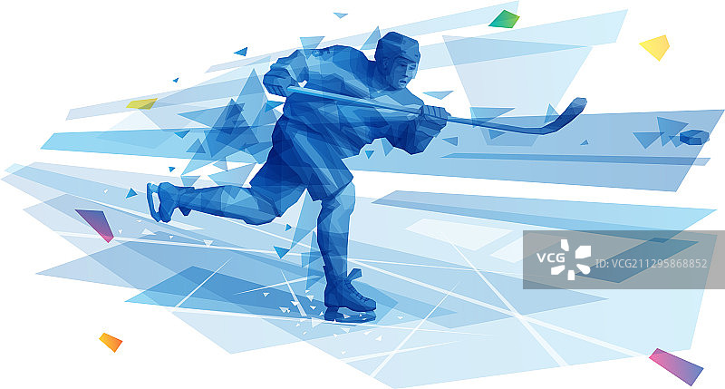 男人冰球运动员快速射击图片素材