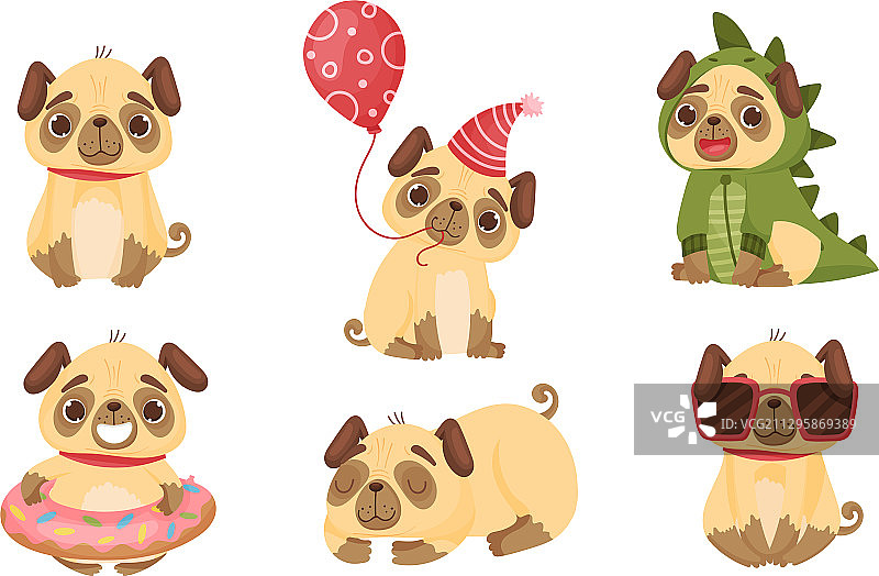 穿着恐龙服装的可爱哈巴狗图片素材