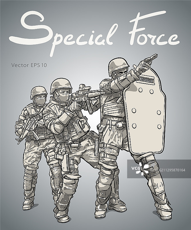 警察部队反恐行动草图图片素材