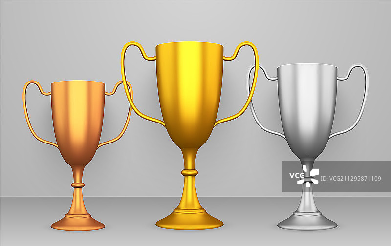 逼真奖杯集合：奖励与成就图片素材