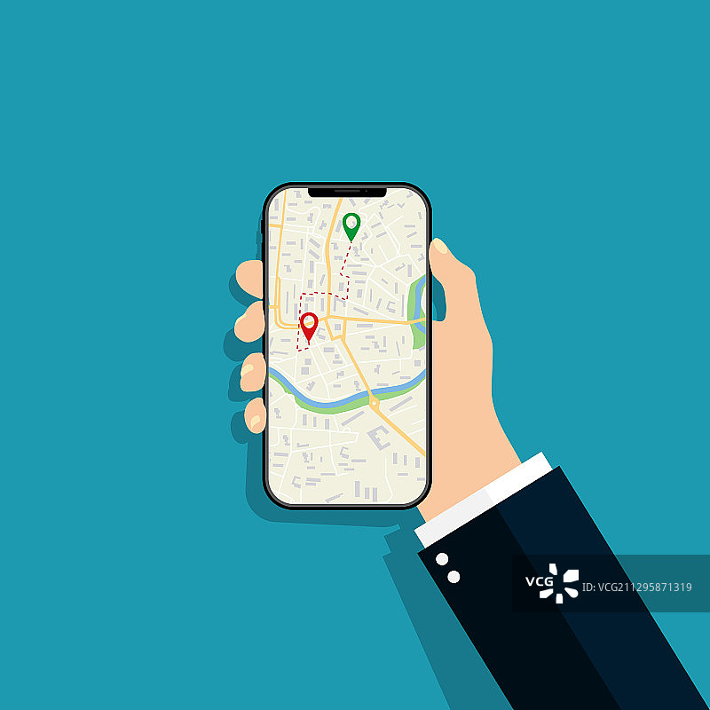 带GPS地图应用程序的手机图片素材