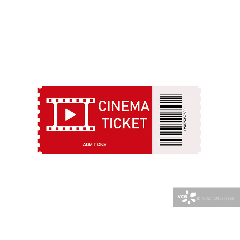 白色背景上的红色电影票图片素材