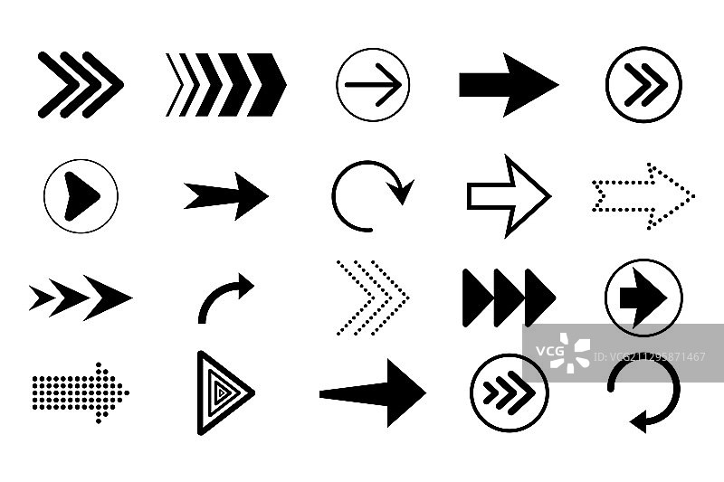 白色背景上的黑色箭头合集图片素材