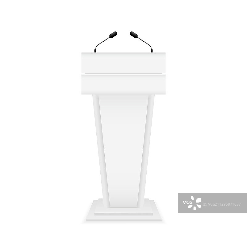 带麦克风的木制白色讲台图片素材