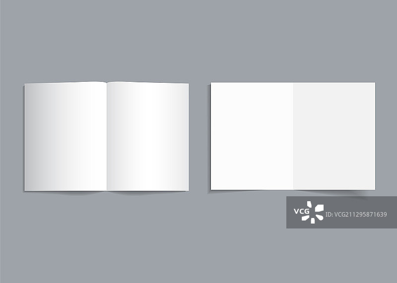 白色封面双折页宣传册样机图片素材