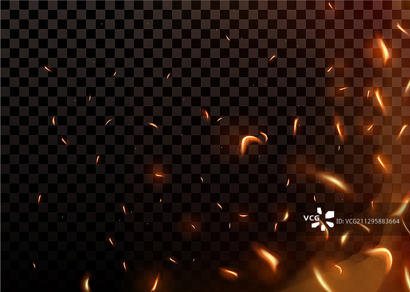 炽热的火花和火焰颗粒特写图片素材