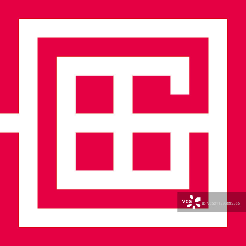 字母EC方形窗口抽象点线标志图片素材