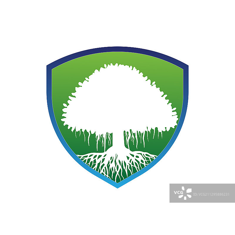 带有盾形标志概念的榕树图片素材