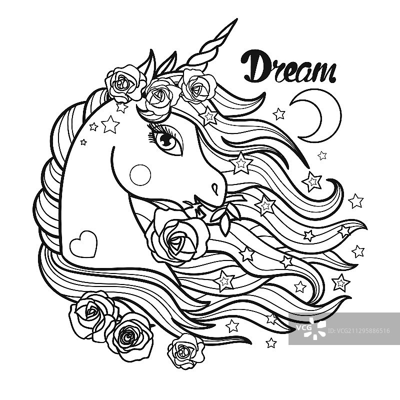 梦幻般的黑玫瑰独角兽图片素材