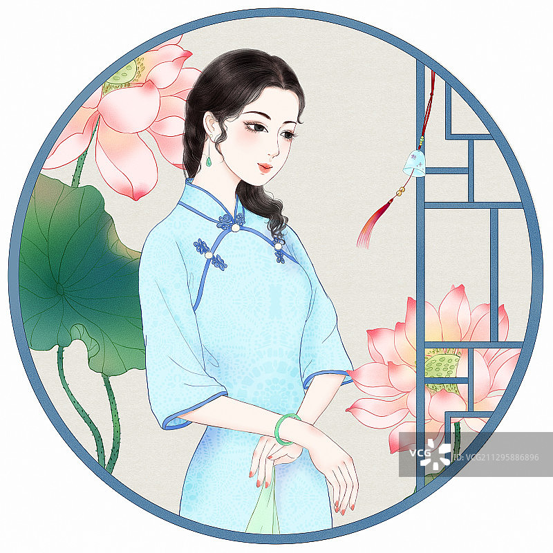 民国旗袍美人图片素材