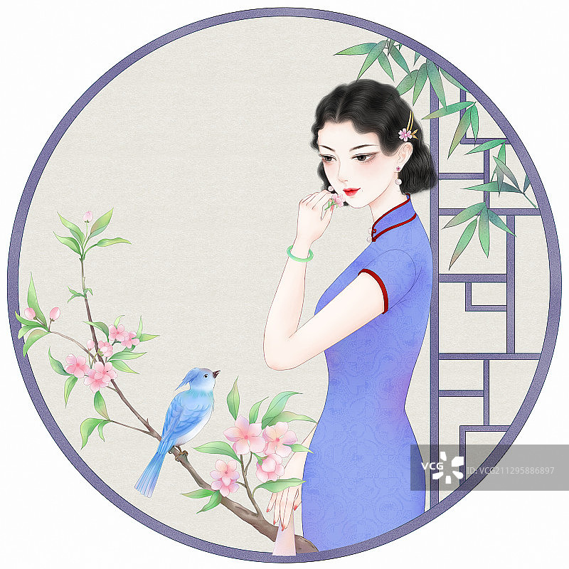 民国旗袍美人图片素材