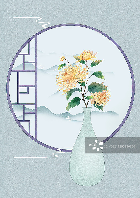 中式插花菊花图片素材