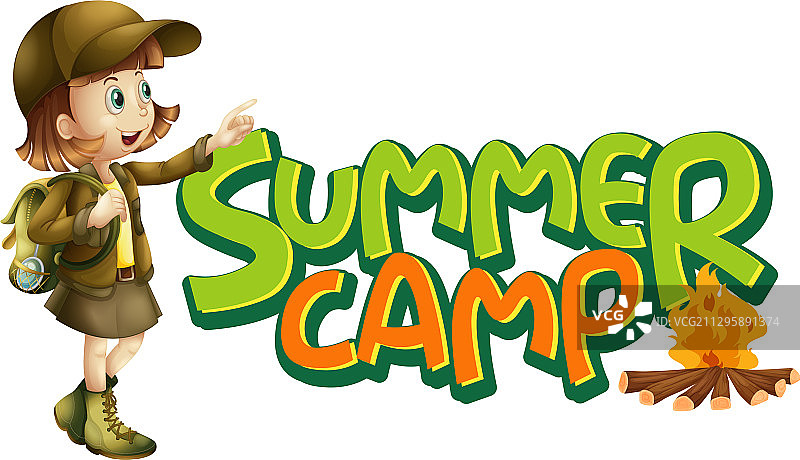 女孩夏令营字体设计图片素材