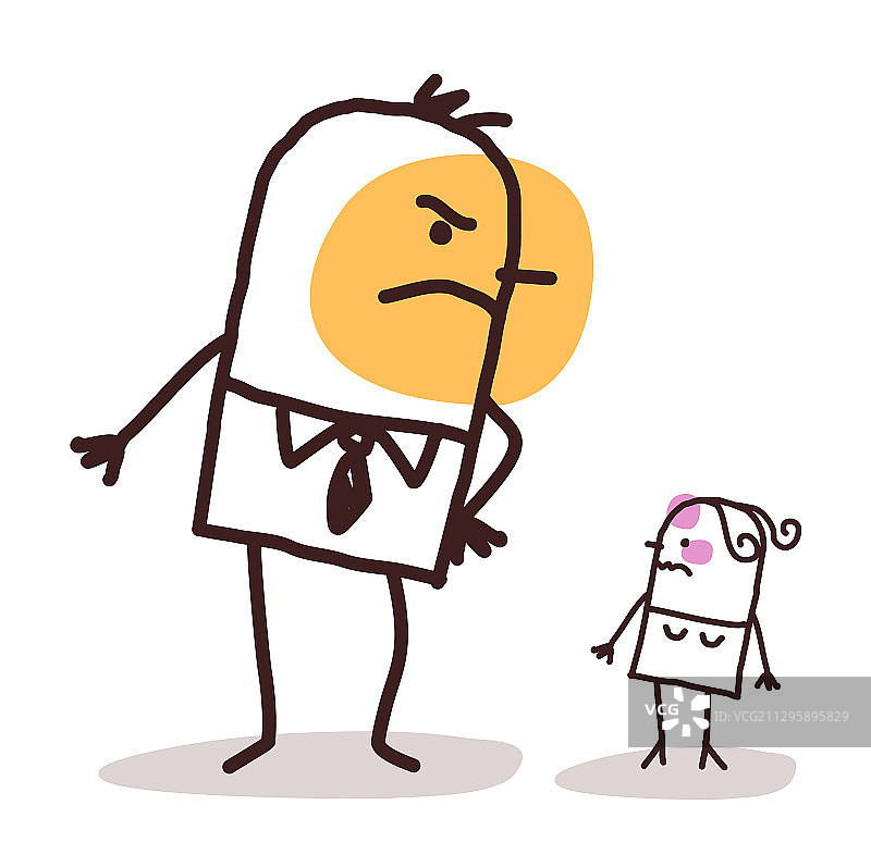 卡通大怒男人对小受伤图片素材
