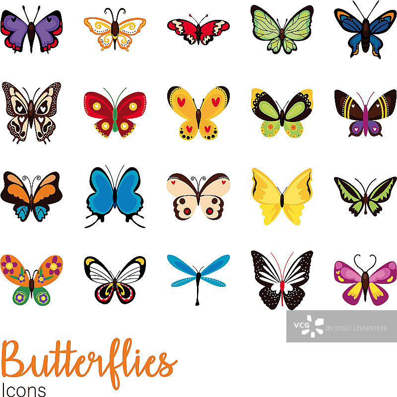 蝴蝶图标合集图片素材