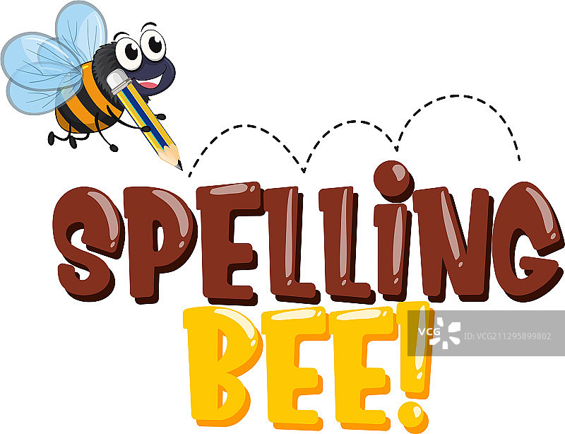 关于拼写比赛的字体设计，内含蜜蜂书写图片素材