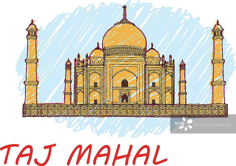 手绘泰姬陵图片素材