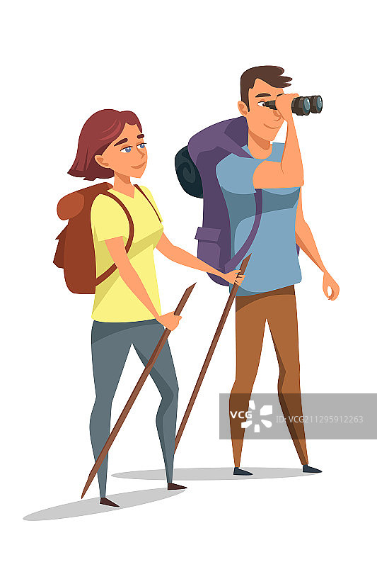 露营徒步情侣图片素材