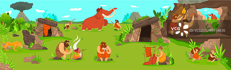 原始部落的史前人类生活图片素材