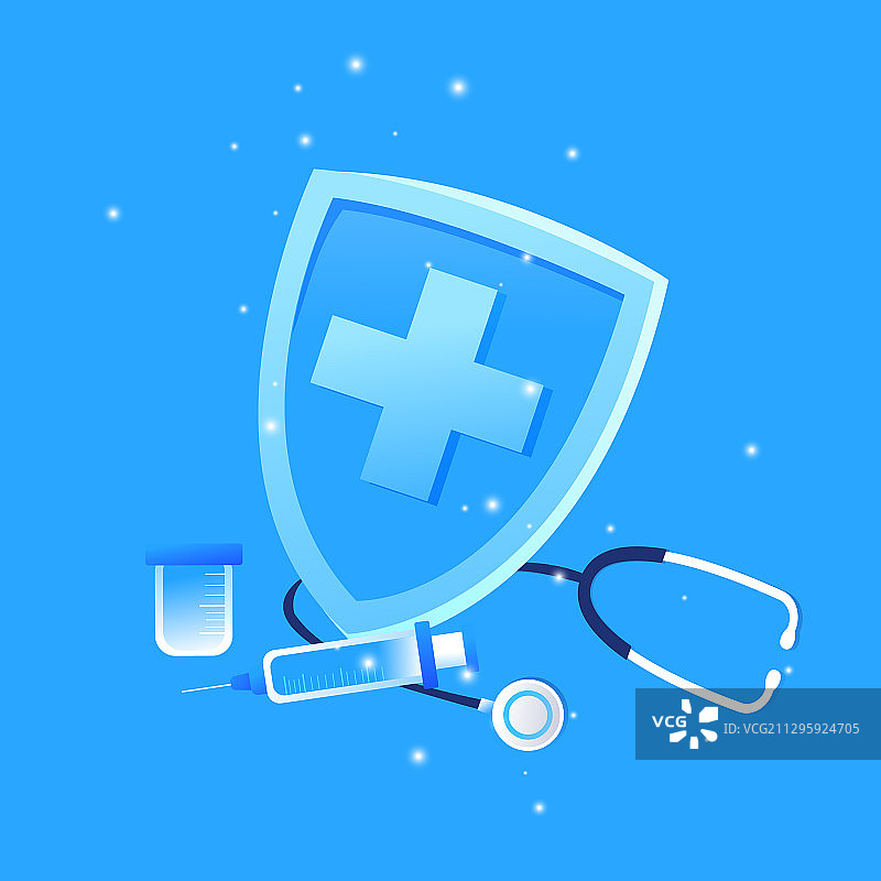 卡通医疗保险治病医药疫苗打针治疗门诊治病医疗健康背景矢量插画图片素材
