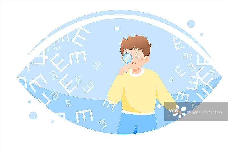 卡通少儿儿童宝宝眼部眼科医疗健康世界爱眼日视力科普矢量插画图片素材