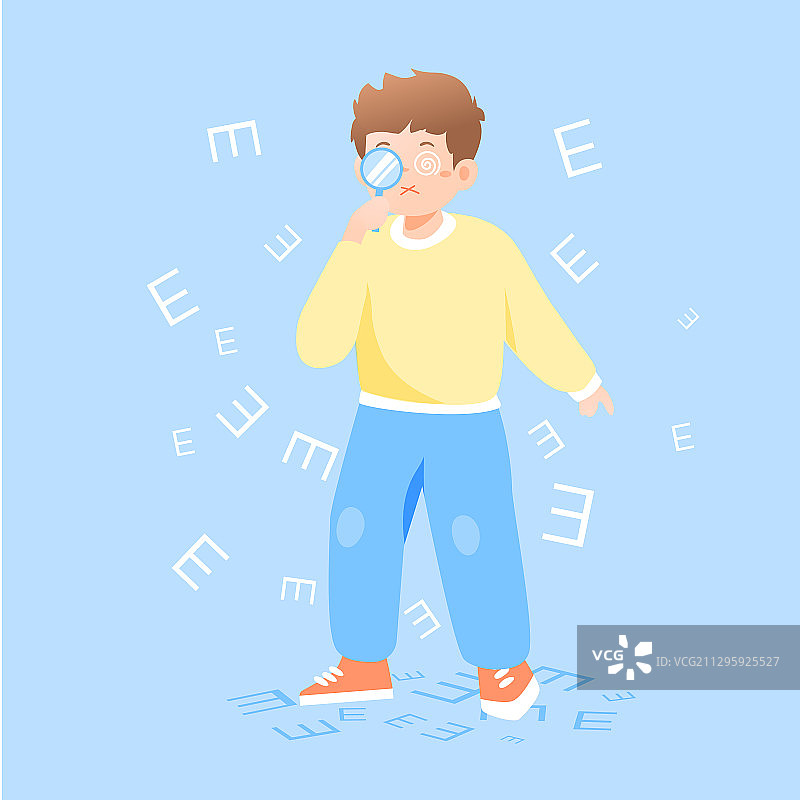 卡通少儿儿童宝宝眼部眼科医疗健康世界爱眼日视力科普矢量插画图片素材