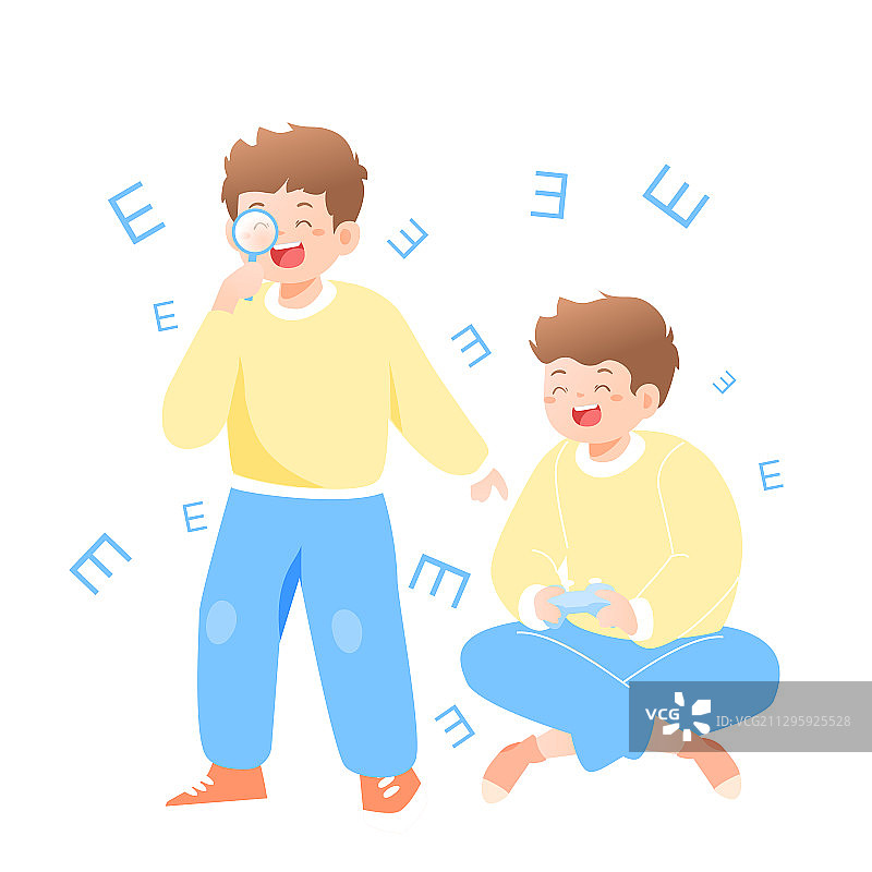 卡通少儿儿童宝宝眼部眼科医疗健康世界爱眼日视力科普矢量插画图片素材